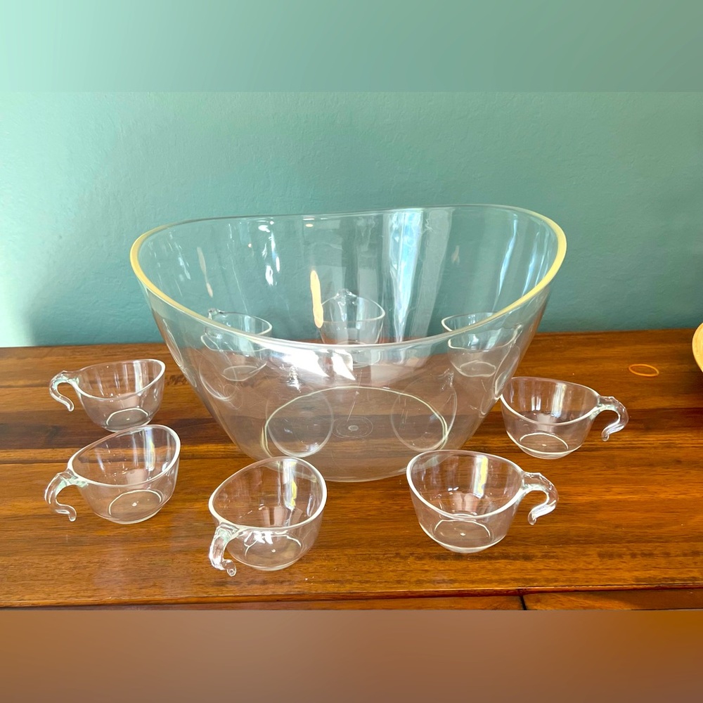 MCM 1960’s Luxury Lucite Punchbowl + 8 Cups + Ladle Milano Collection